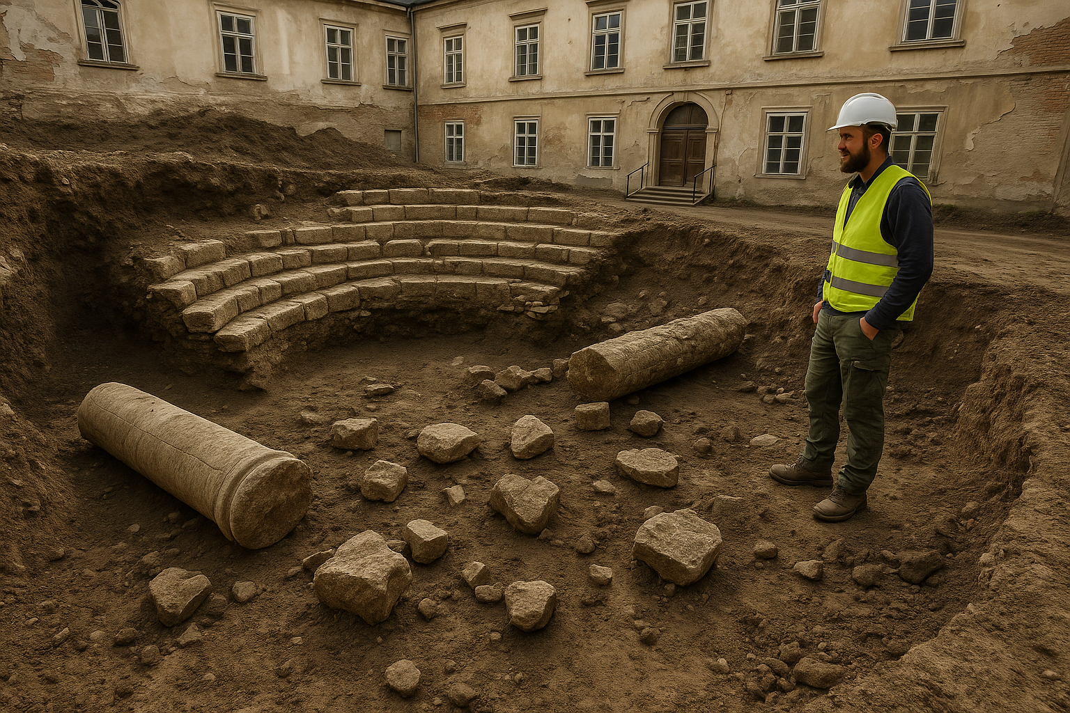 Ancient Roman theater unearthed beneath Sisak Town Hall